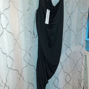 NWT black one shoulder ruched dress